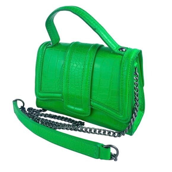 Zara Kelly Green Faux Leather Vegan Crossbody Chain Strap Mini Bag Handbag OS - Picture 1 of 5